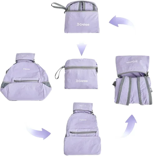 Miniatura 3 de G4Free 20L ligera mochila plegable para viajes y senderismo, mochila de senderismo plegable para hombres y mujeres (Lavanda Claro)