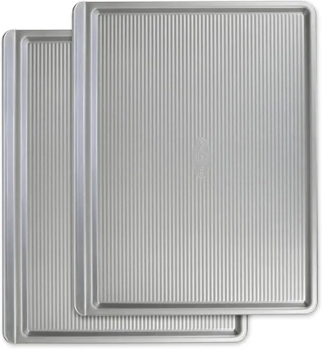 USA Pan - Juego grande de 2 moldes para hornear galletas de acero aluminizado, antiadherente y resistente a la deformación, fabricado en los Estados