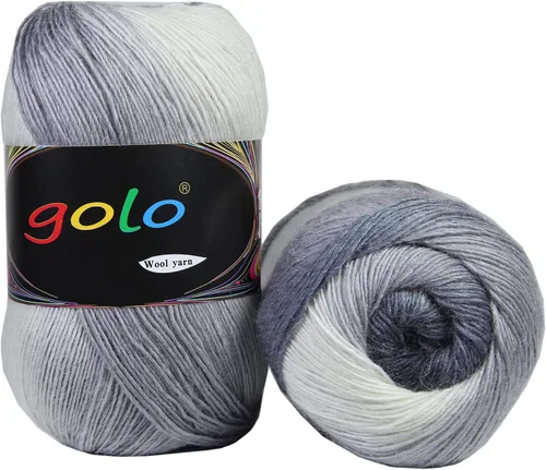 Miniatura 39 de Hilo de lana golo para tejer 200 yardas, hilo Cachemire multicolor arcoíris