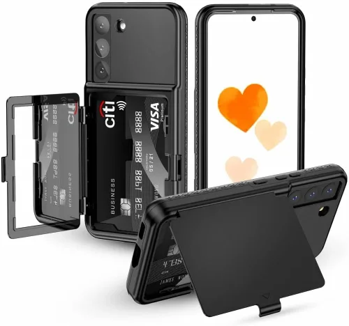 Funda para Samsung Galaxy S25, Soporte De Tarjeta Kickstand Espejo Incorporado Protección Resistente A Prueba De Golpes Para Samsung Galaxy S25 6.2