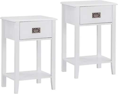Miniatura 9 de VECELO Juego de 2 mesitas de noche para sala de estar, dormitorio, mesita de noche, muebles de acento vintage para espacios pequeños, patas de Negro
