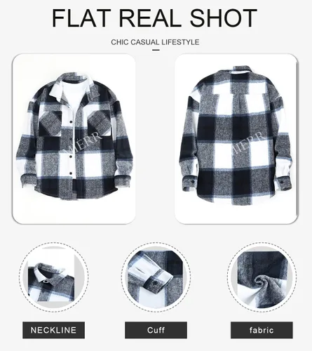 Miniatura 5 de JMIERR Camisas de franela para hombre, estilo casual, con botones, manga larga, a cuadros, chaquetas ligeras con bolsillos