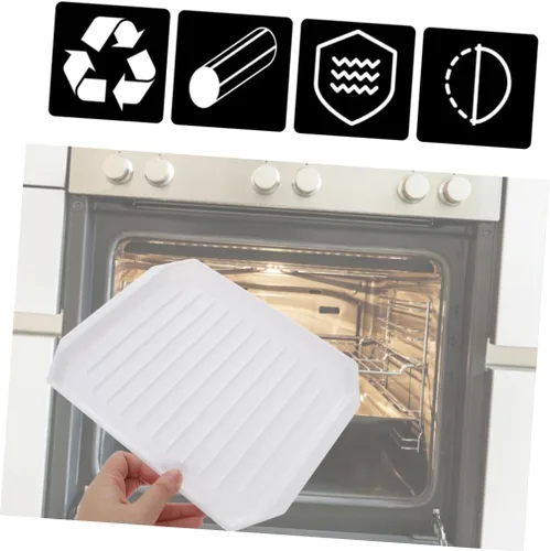 Miniatura 2 de Housoutil Bandeja rectangular de plástico para tocino, para pizza, color blanco, 12 x 16 pulgadas
