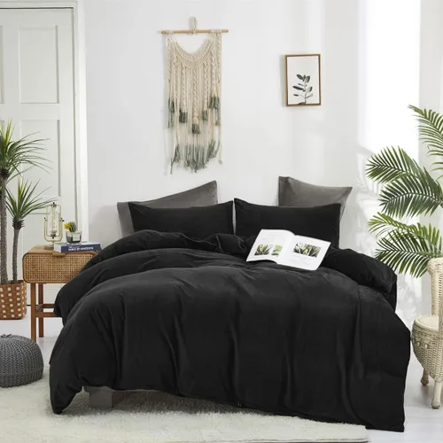 Miniatura 25 de Houseri Juego de Edredón de Terciopelo Azul Twin Azul Claro Esponjoso Juegos de Ropa de Cama Twin Azul Polvoriento Ropa de Cama de Franela Niños