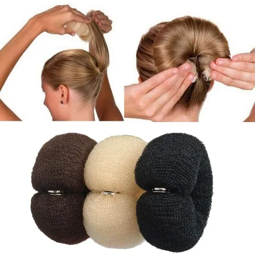 Miniatura 9 de 3 piezas de herramientas de peinado de cabello para mujer: moldeador de anillo de espuma para el cabello, accesorio de moño para el cabello, anillo
