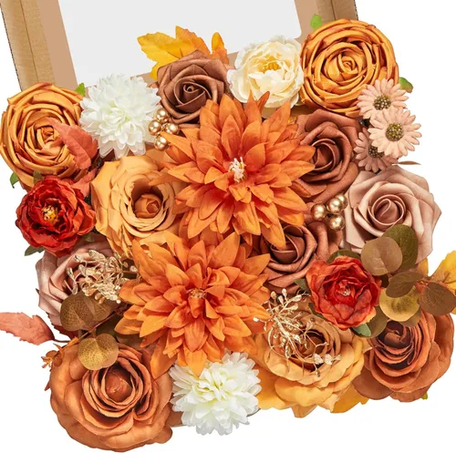 Miniatura 21 de Serwalin 2 Piezas Flores Artificiales Blancas Rosas Falsas Flores de Espuma de Seda Juego de Caja para Manualidades DIY Ramos de Pastel de Boda Un