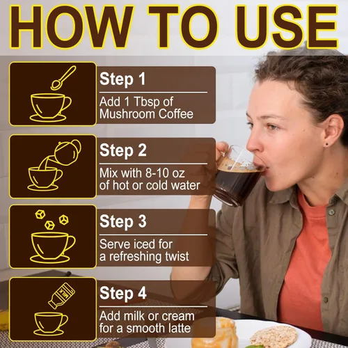 Miniatura 6 de Café de hongos (8.29 oz de gran tamaño), mezcla de 10 hongos superalimentos para energía, recuperación y enfoque, café instantáneo orgánico en polvo