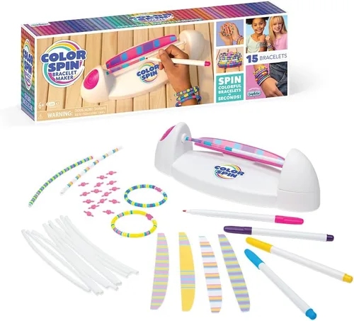 Colorspin - Kit eléctrico para hacer pulseras de la amistad, haz pulseras en minutos para cumpleaños y regalos de amistad, haz 15 pulseras, diseño,