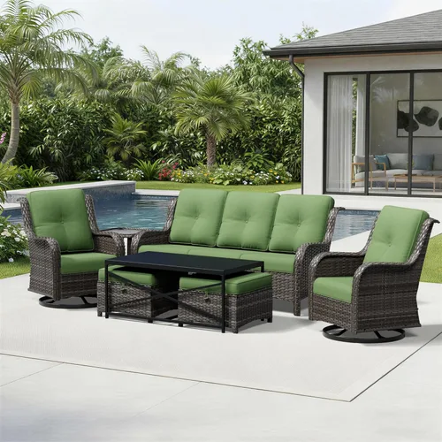 Miniatura 67 de Joyside Juego de sillas de mimbre para patio, juego de 3 piezas de mimbre para exteriores con 2 sillas reposabrazos y 1 mesa auxiliar para terraza