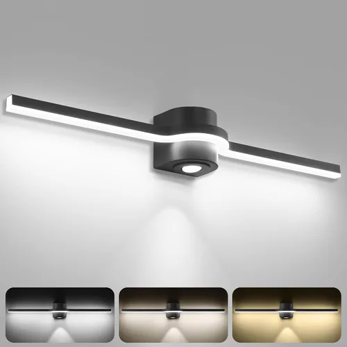 Miniatura 8 de SOLFART BK-3C - Luces LED de tocador para baño, lámparas de baño negras, 3 colores de temperatura regulable de 48 pulgadas