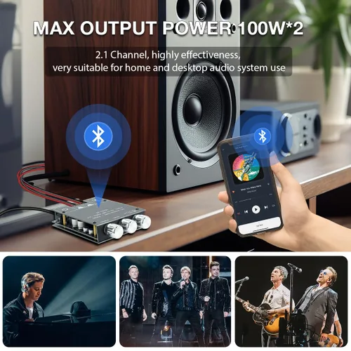 Miniatura 5 de Hosyond ZK-1002T 2x100W Bluetooth 5.0 Amplificador, TPA3116D2 Módulo de amplificador de audio estéreo de 2 canales con control de graves y agudos