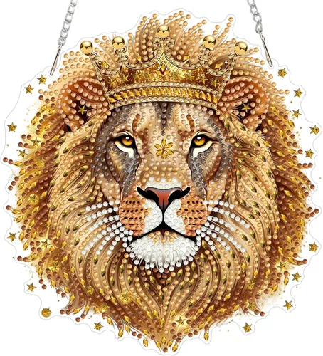 Miniatura 22 de MXJSUA Atrapasoles con pintura de diamante de águila calva americana, kits de arte de diamantes para adultos, adornos colgantes con cadena