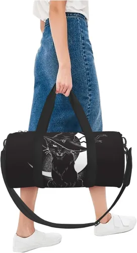 Miniatura 8 de Bolsa de viaje con diseño de sombrero de bruja puntiagudo de gato negro, bolsa de gimnasio, bolsa multifunción para hombres y mujeres