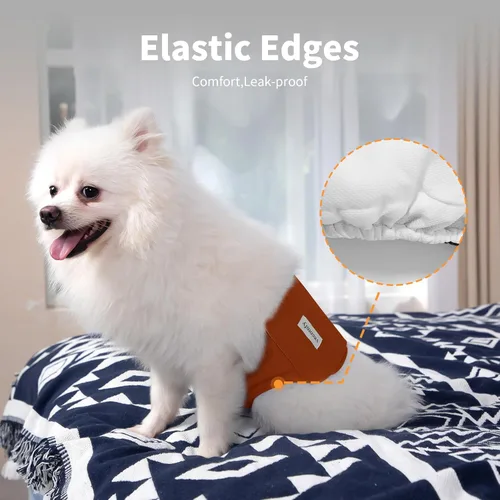 Miniatura 7 de Vecomfy Bandas para el vientre para perros machos (paquete de 5), pañales para perros pequeños lavables y reutilizables a prueba de fugas, envoltura