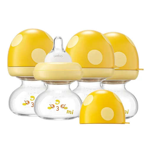 Miniatura 11 de YOHKOH Biberones de vidrio para recién nacidos con pezón de flujo lento para 0+ meses, biberón de cuello ancho, 2.7oz/80ml