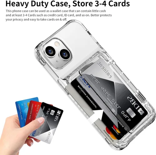Miniatura 3 de ACANDYA Funda protectora transparente para iPhone 15 Plus, funda protectora para tarjetas de crédito, resistente a los golpes, antiarañazos