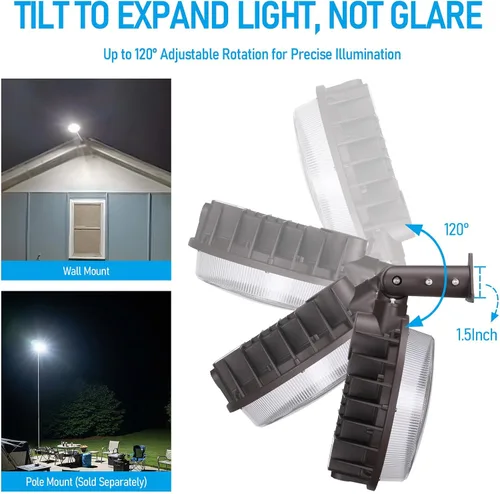 Miniatura 3 de TORCHSTAR 3CCT - Luz LED de granero ajustable, luz de área del atardecer al amanecer con fotocélula, actualización de 150 W/120 W/100 W