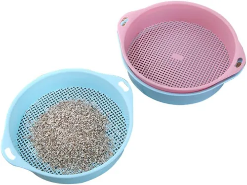 Happyyami Tamiz de suciedad para jardín, tamiz de plástico para suelo, tamiz de suelo, filtro de malla, tamiz de suciedad con mango, herramienta de
