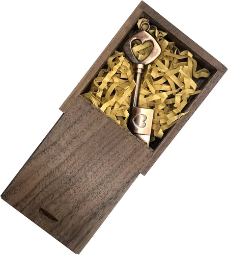 Memoria USB 3.0 de 64 GB para bodas con caja de regalo de madera, llavero de alta velocidad de hasta 100 MB/S con llavero exFat Thumb Drive Jump