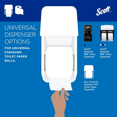 Miniatura 8 de Kimberly-Clark Scott Papel higiénico, rollo estándar de dos capas, Blanco, 11000
