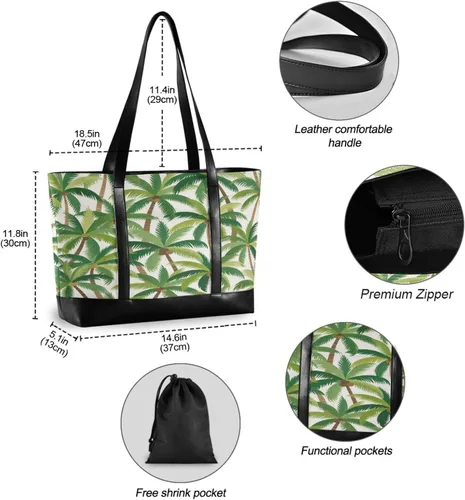 Miniatura 4 de Summer Cartoon Coconut Tree fashion laptop tote bag for women with zipper computer tote bags for women for Travel Essentials Beach Gifts Birthday