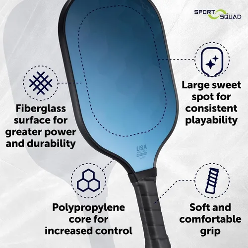 Miniatura 2 de Sport Squad Pickleball Paddles Set of 2 and Single Paddles - Lightweight, Durable & High-Performance Playability - Enhanced Grip & Power - USA Set