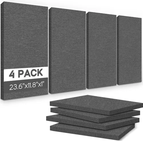 BUBOS 4 PCS paneles acústicos, 23.6''x11.8'' paneles de pared insonorizados de tela, paneles autoadhesivos de absorción de sonido para estudios,