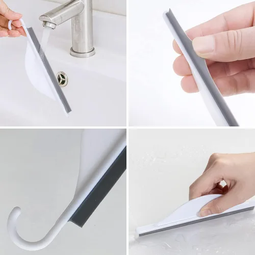 Miniatura 6 de Pequeño espejo de ducha de baño con gancho para colgar, mini espátula de silicona para encimera de cocina, herramienta limpiadora