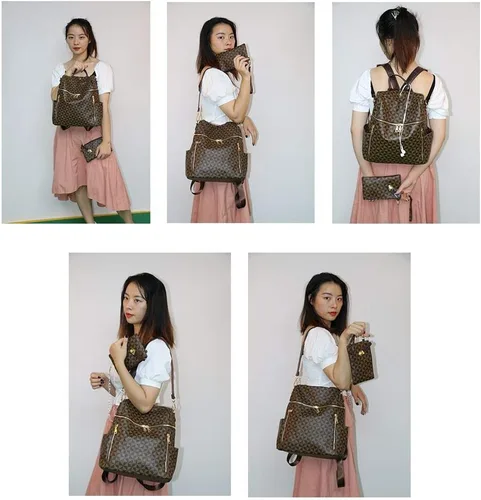 Miniatura 2 de Makes - Mochila multiusos para mujer, de piel sintética, y diseño convertible con monedero, 2 piezas