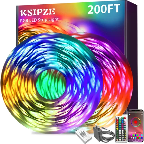 Miniatura 7 de KSIPZE Luces LED para dormitorio, tira de luces LED de 50 pies con control remoto RGB que cambia de color, sincronización de música, control