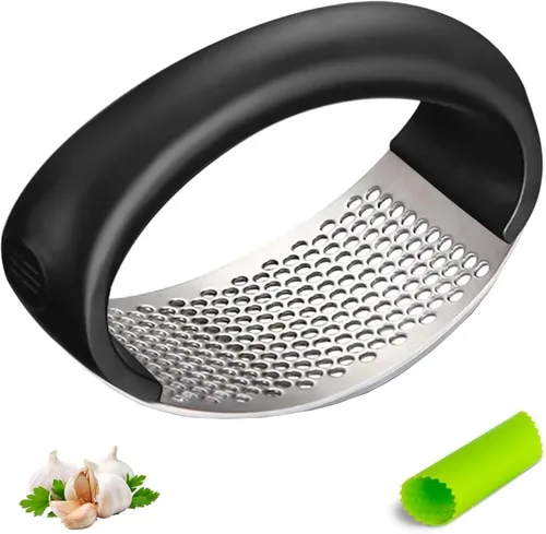 Trituradora de ajo 2026 - Trituradora de ajo de acero inoxidable, utensilios de cocina para el hogar, trituradora de ajo manual portátil, prensa de