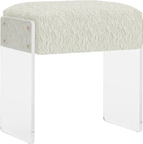 Miniatura 10 de Taburete de tocador y reposapiés - Moderno taburete de tocador y reposapiés con patas de lana y acrílico para sala de maquillaje, sala de estar