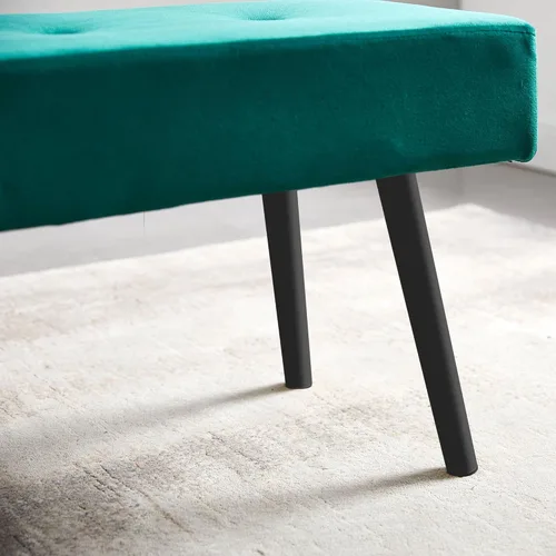 Miniatura 7 de Homedot Banco para entrada, banco de comedor tapizado sin brazos, elegante banco de terciopelo para sala de estar, copetudo con patas de metal