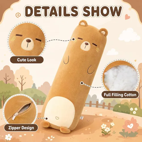 Miniatura 2 de Almohadas de Cuerpo de Felpa Larga Lindas de 27" Almohadas de Cuerpo para la Cama con Forma de Animal de Peluche para Abrazar Muñecos de Peluche