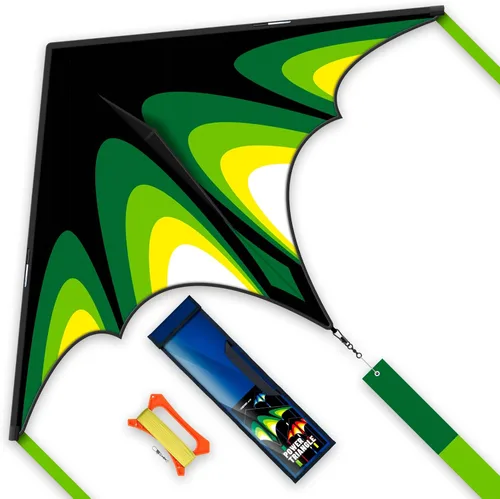 Miniatura 10 de Cometa Delta grande para niños y adultos, cometas arcoíris fáciles de volar, cometa de playa multifuncional duradera, línea de vuelo sin enredos