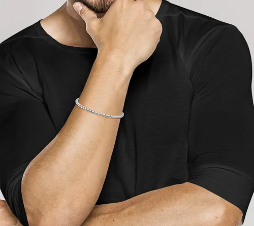 Miniatura 4 de Miabella - Pulsera de cadena de eslabones Rolo cuadrada de plata de ley 925 italiana de 3.5 mm para mujer y hombre, caja redonda, fabricada en Italia