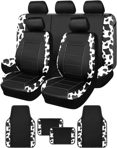 Miniatura 11 de Fundas para asientos de coche Flying Banner, protectoras, impermeables, de cuero sintético con fibra de carbono para asientos delanteros y traseros