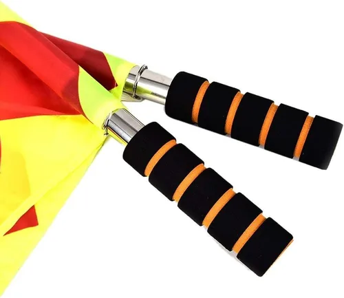 Miniatura 5 de Banderas de árbitro de línea de fútbol, mango de espuma de poste de metal con bolsa de transporte (banderas de árbitro de fútbol)