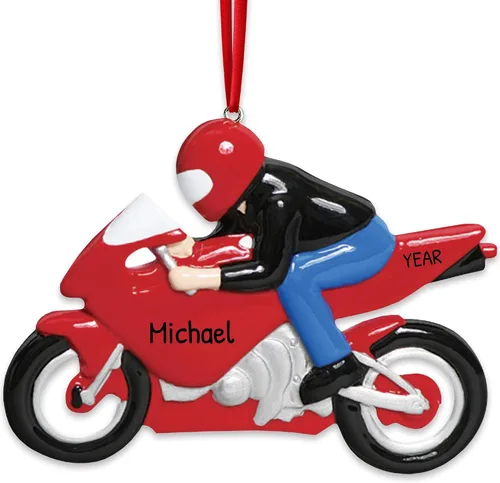 Miniatura 6 de Adorno de Navidad personalizado para motocicleta 2024 – Carreras de pista de tierra, bicicleta, decoración de vehículos, Papá Noel motorista