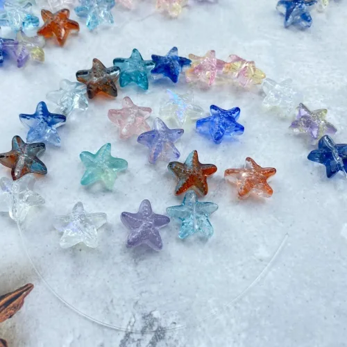 Miniatura 6 de 60 cuentas de cristal de estrella de mar para hacer joyas, cuentas espaciadoras de vidrio de estrella de mar para aretes, pulseras, collares