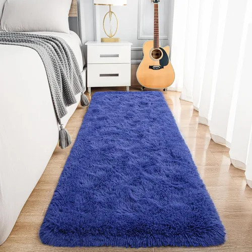 Miniatura 90 de Noahas - Alfombra suave y afelpada para habitación de niña y sala de estar, colorida, decoración para guardería, teñido anudado arcoíris, azul