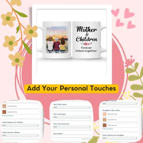 Miniatura 3 de Gossby Tazas personalizadas para mamá, regalos personalizados para mamá de hijas, hijos con avatares, nombres, cumpleaños, día de la madre, regalos