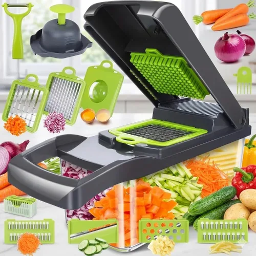 Picador de verduras, todo en uno, cortador de verduras, cortador de 16 cuchillas para cocina, picador de alimentos, cortador de verduras y
