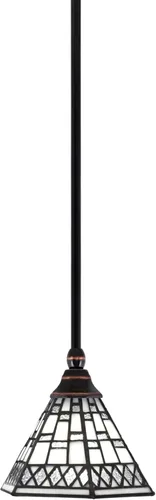 Miniatura 63 de Toltec Lighting Tallo Colgado Mini colgante, acabado de cobre negro, 3.5" cuadrado humo burbuja vidrio