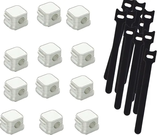 Miniatura 9 de 36 soportes magnéticos para cables organizadores de cables para mesita de noche, computadora, soporte magnético para cables de mouse, soportes black3