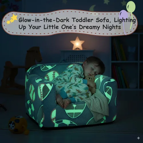 Miniatura 6 de Tiita Sofá para Niños, Sofá para Niños con Asa de Transporte, Sofá de Espuma Portátil para Niños Pequeños, Sofá de Guardería para Niños que Brilla