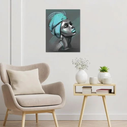 Miniatura 3 de LB Arte de pared de mujer afroamericana, mujer negra con cabello dorado, impresiones de pintura abstracta, belleza moderna negra y dorada para sala