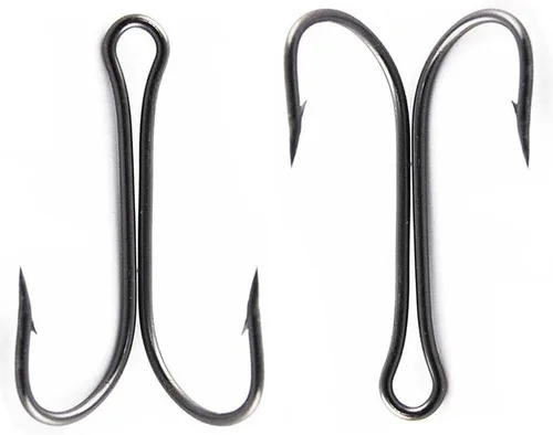 Miniatura 2 de Paquete de 20 ganchos de pesca dobles 9908 de acero de alto carbono para agua salada, ganchos de pesca dobles para atar moscas pequeñas