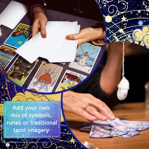 Miniatura 5 de Tinlade 156 cartas de tarot en blanco para escribir en una baraja de tarot estándar de bricolaje con estuche de 2.76 x 4.72 pulgadas, haz tus
