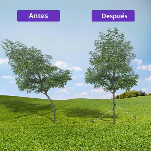 Miniatura 8 de Kits de estacas de árbol de acero resistente, kits de estacas y soportes para árboles jóvenes contra el mal tiempo, incluye 3 correas de árbol